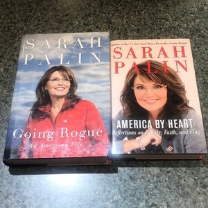 2 Sarah Palin hardback books - America by Heart and Going Rogue